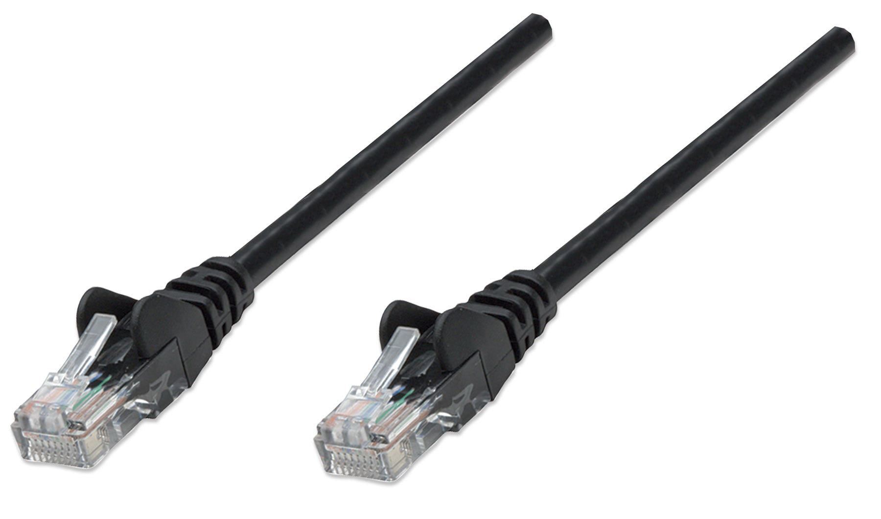 Intellinet Network Patch Cable, Cat5e, 1m, Black, CCA, U/UTP, PVC, RJ45, Gold Plated Contacts, Snagless, Booted, Lifetime Warranty, Polybag