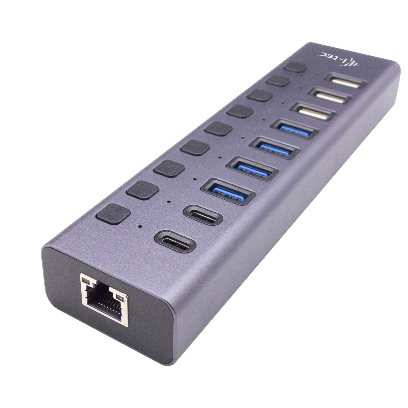 USB-A/USB-C Charging HUB 9port with LAN + Power Adapter 60 W