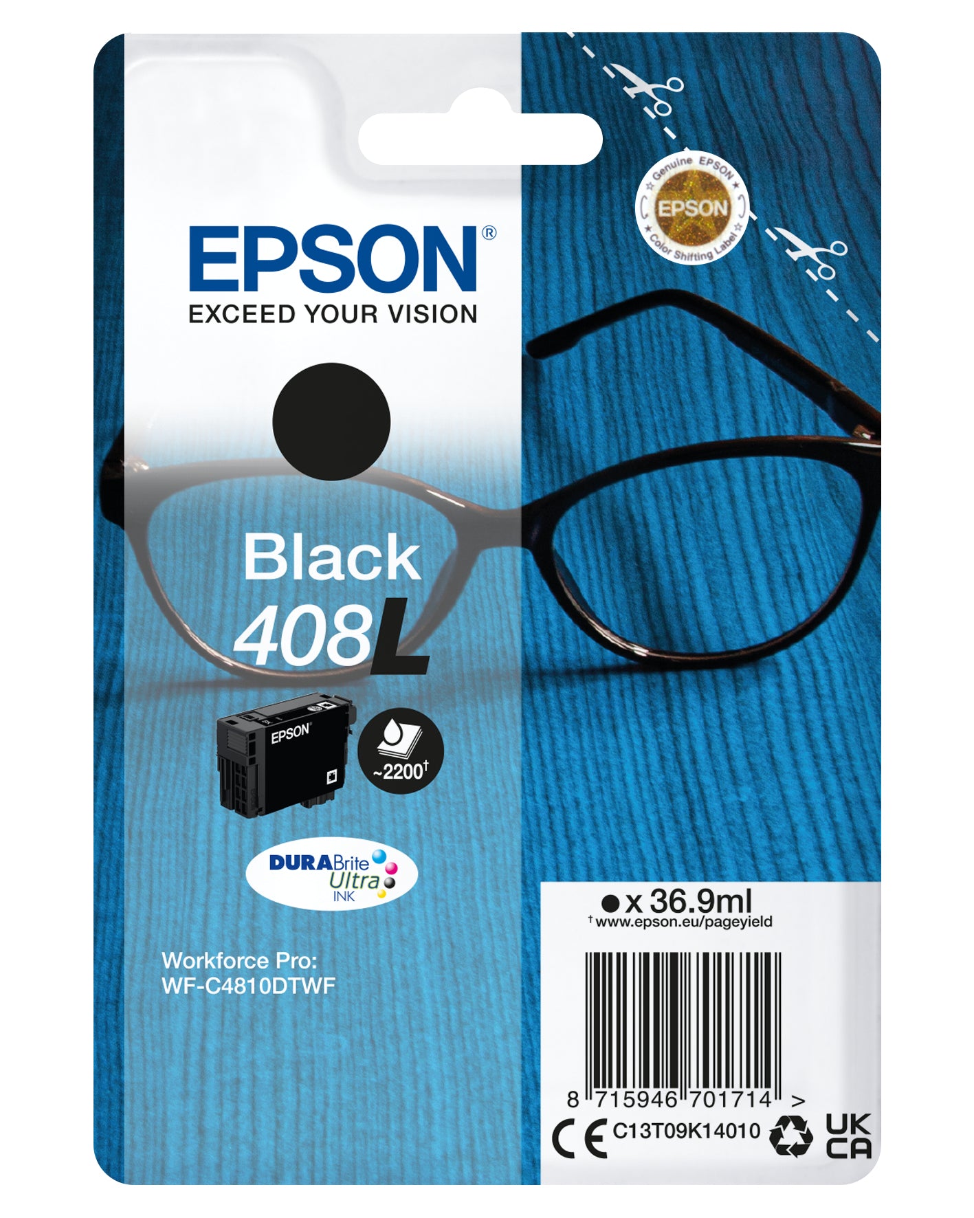 Epson C13T09K14010/408L Ink cartridge black high-capacity, 2.2K pages 36,9ml for Epson WF-C 4810