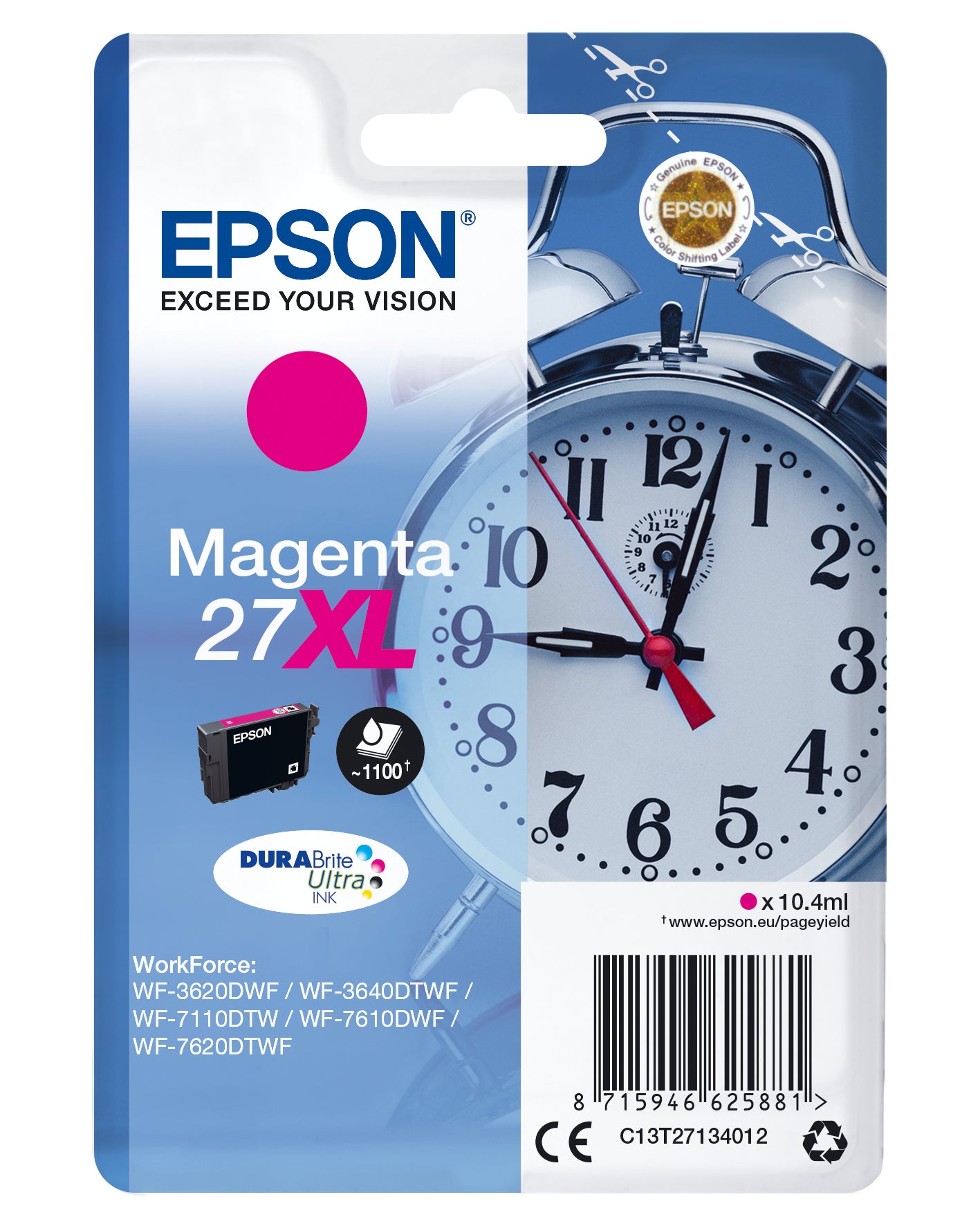 Epson C13T27134010/27XL Ink cartridge magenta high-capacity, 1.1K pages 10.4ml for Epson WF 3620
