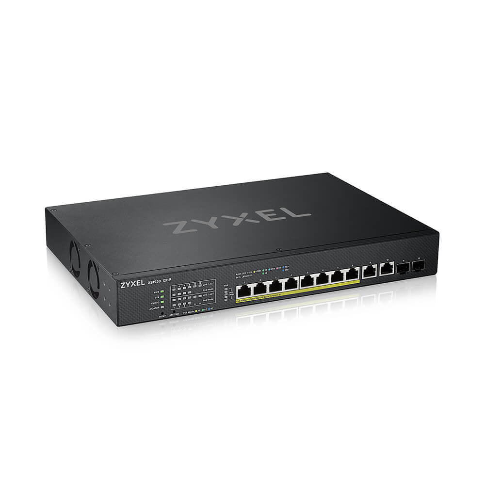 Zyxel XS1930-12HP-ZZ0101F network switch Managed L3 10G Ethernet (100/1000/10000) Power over Ethernet (PoE) Black  - Networking - Zyxel