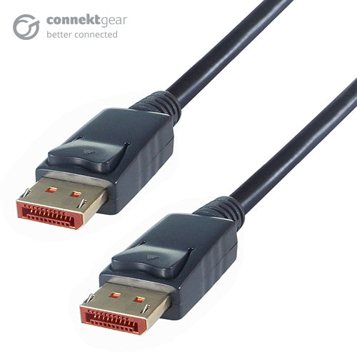 connektgear 1m V1.4 8K DisplayPort Connector Cable - Male to Male Gold Lockable Connectors  - Computer Cables - connektgear