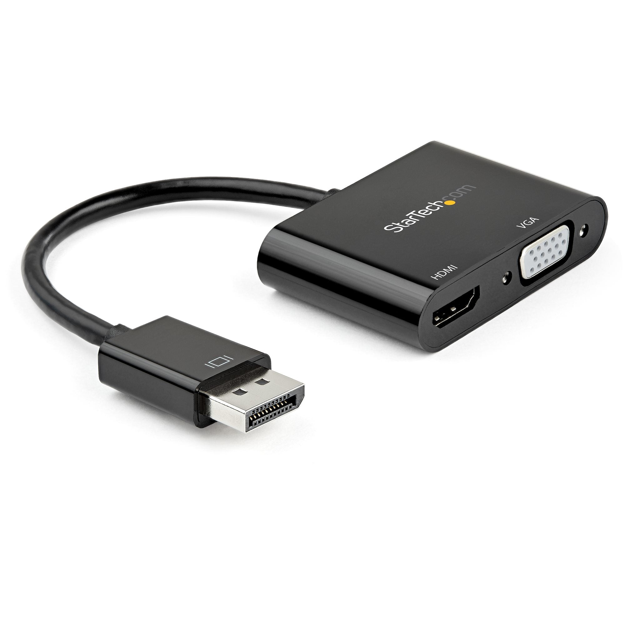 StarTech.com DisplayPort to HDMI VGA Adapter - DisplayPort 1.2 HBR2 to HDMI 2.0 (4K 60Hz) or VGA 1080p Converter Dongle - DP to HDMI or VGA Monitor Adapter - Digital Video Display Adapter  - Computer Cables - StarTech.com