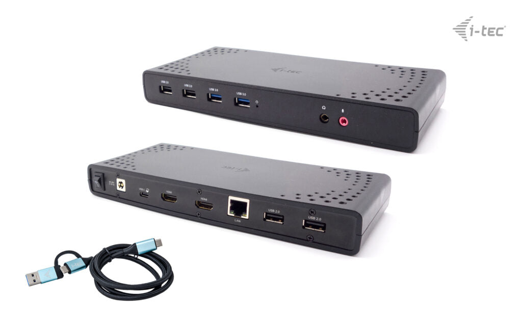 i-tec USB 3.0 / USB-C / Thunderbolt Dual Display Docking Station + Power Delivery 100W