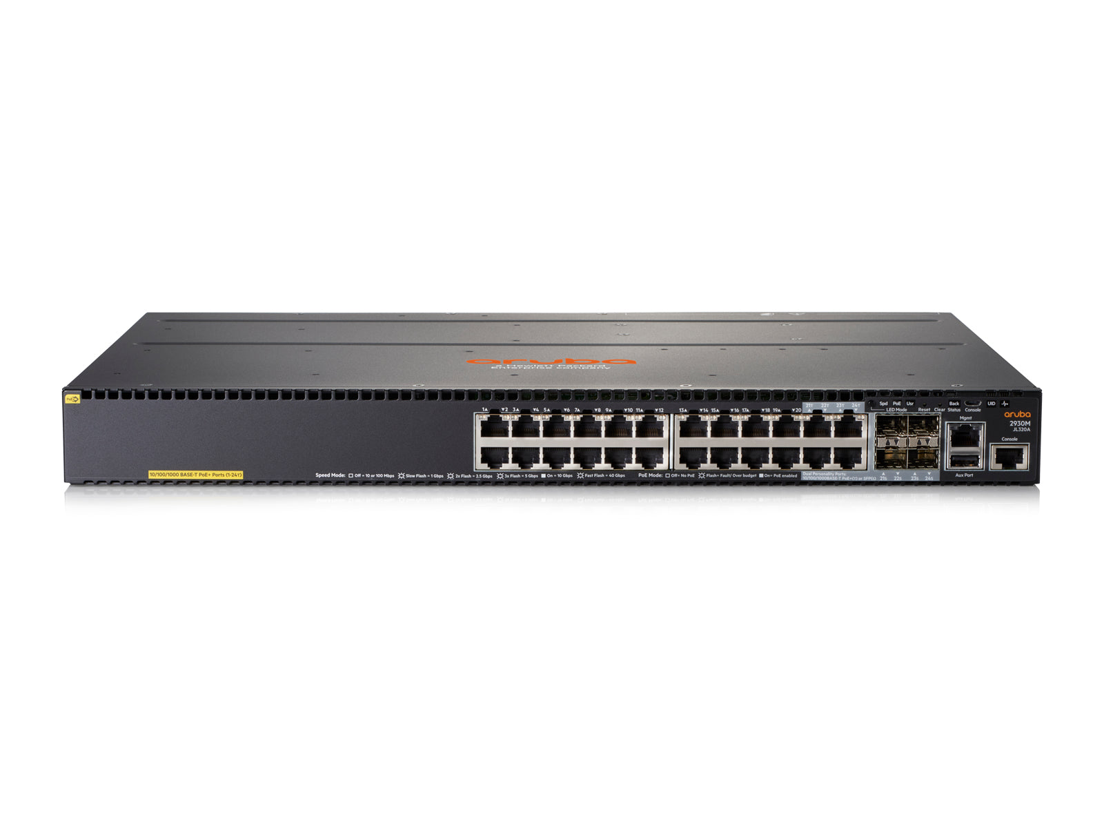 Aruba 2930M 24G PoE+ 1-slot Managed L3 Gigabit Ethernet (10/100/1000) Power over Ethernet (PoE) 1U Grey