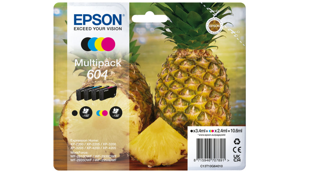 Epson C13T10G64010/604 Ink cartridge multi pack Bk,C,M,Y 150pg + 3x130pg Pack=4 for Epson XP-2200