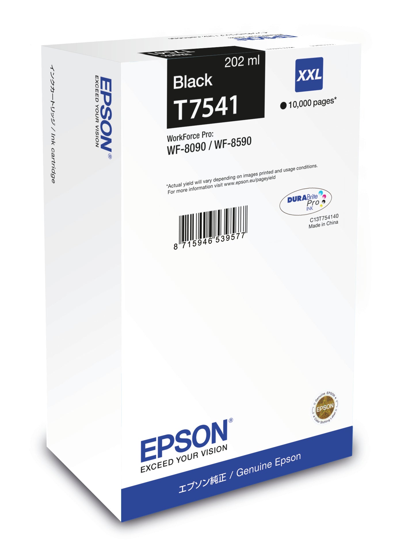 Epson C13T754140/T7541 Ink cartridge black, 10K pages ISO/IEC 24711 202ml for Epson WF 8090