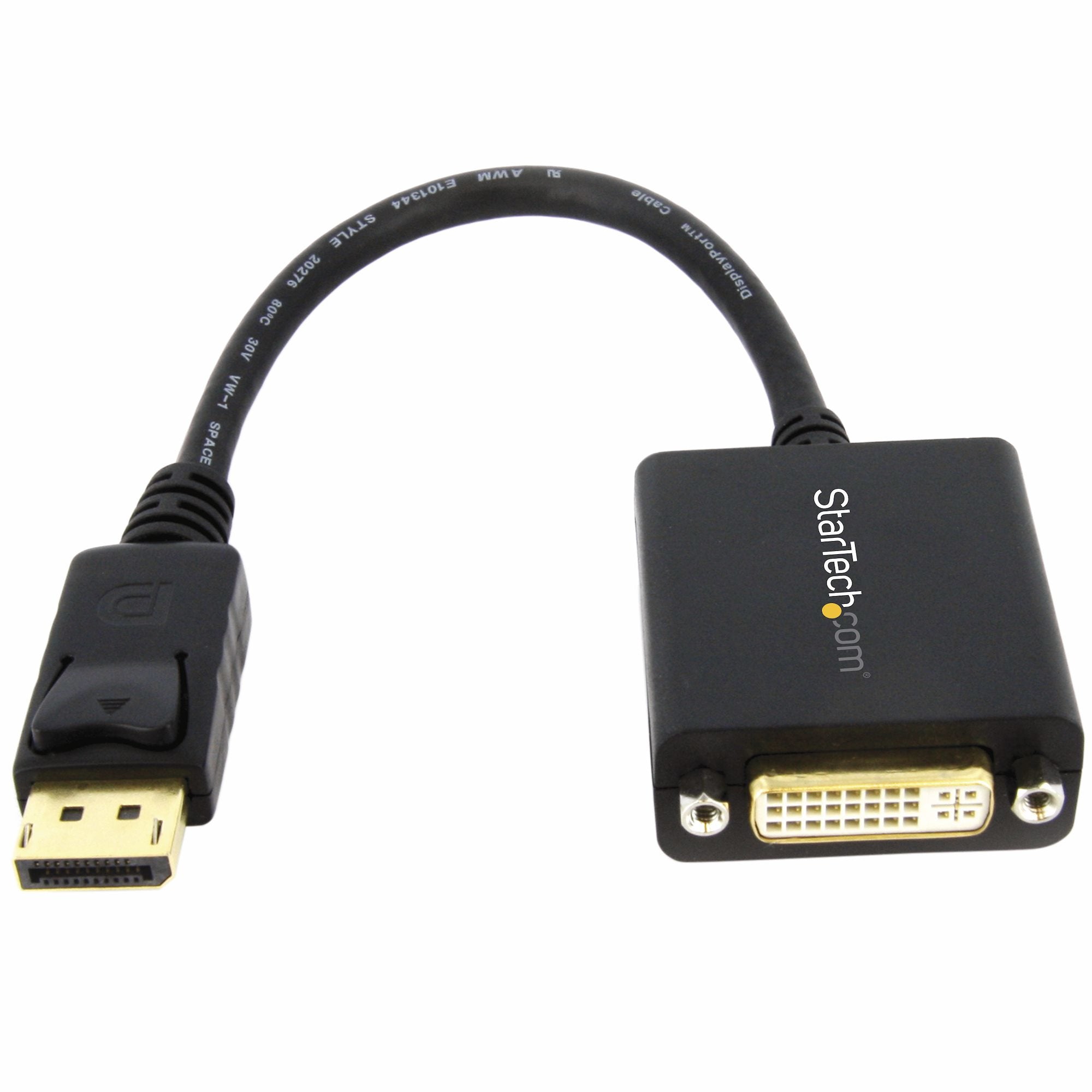 StarTech.com DisplayPort to DVI Adapter - DisplayPort to DVI-D Adapter Video Converter 1080p - DP 1.2 to DVI Monitor/Display Cable Adapter Dongle - DP to DVI Adapter - Latching DP Connector