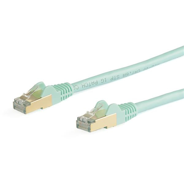 StarTech.com 5m CAT6a Ethernet Cable - 10 Gigabit Shielded Snagless RJ45 100W PoE Patch Cord - 10GbE STP Network Cable w/Strain Relief - Aqua Fluke Tested/Wiring is UL Certified/TIA