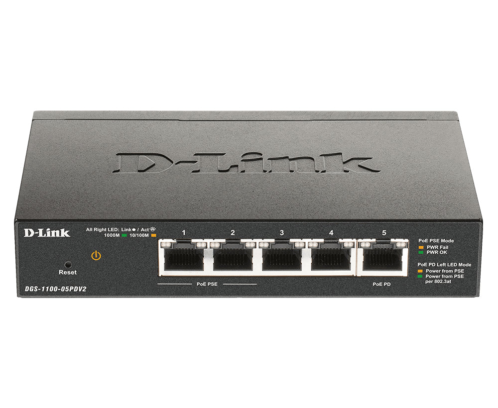 D-Link DGS-1100-05PDV2 network switch Managed Gigabit Ethernet (10/100/1000) Power over Ethernet (PoE) Black