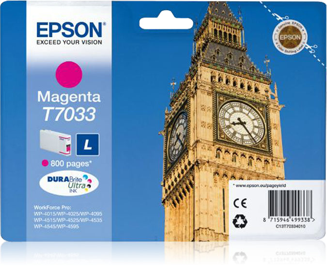 Epson C13T70334010/T7033 Ink cartridge magenta, 800 pages ISO/IEC 24711 9.6ml for Epson WP 4015/4025