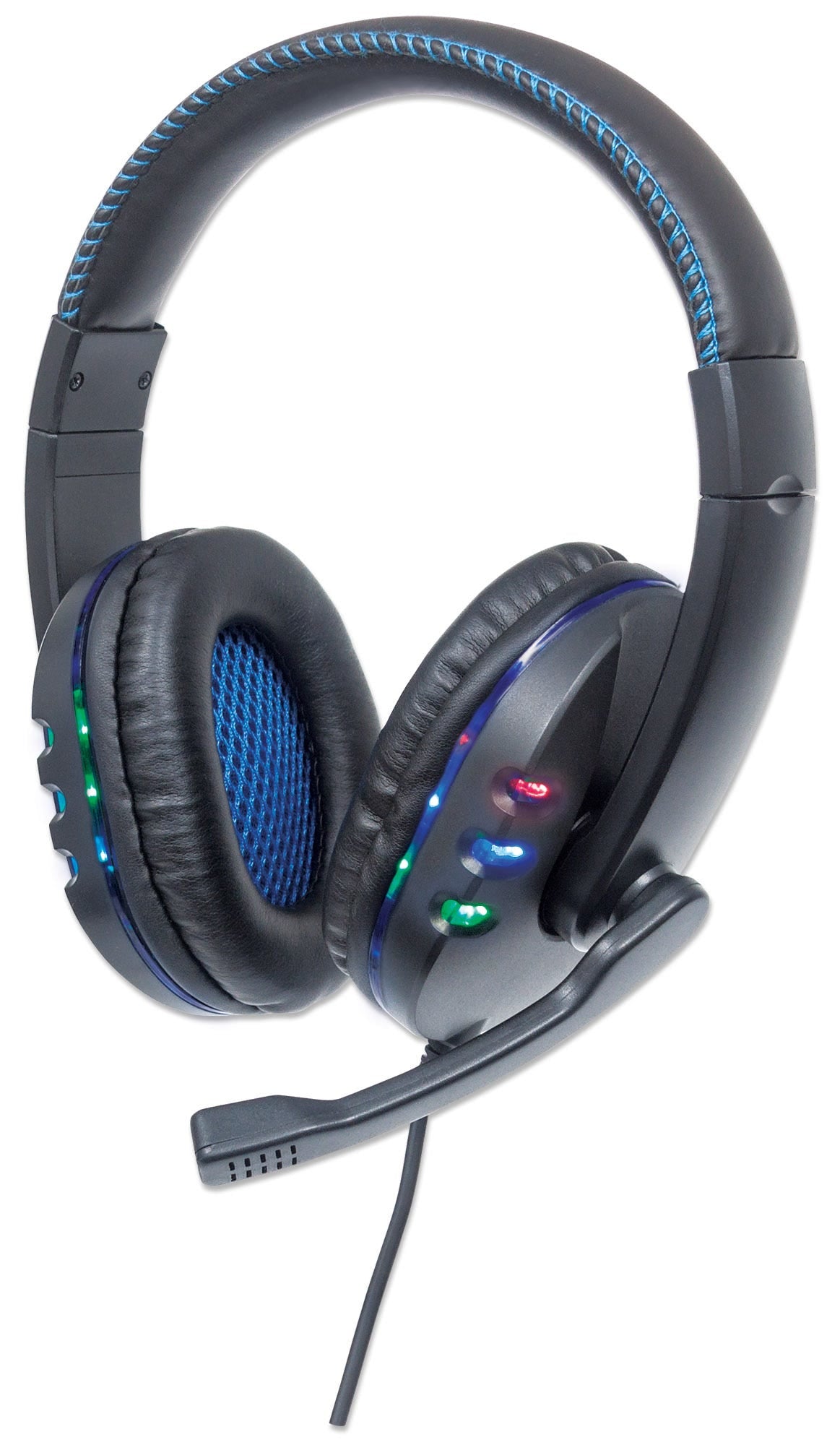 USB-A Gaming Headset with LEDs. Retractable Built-in Microphone