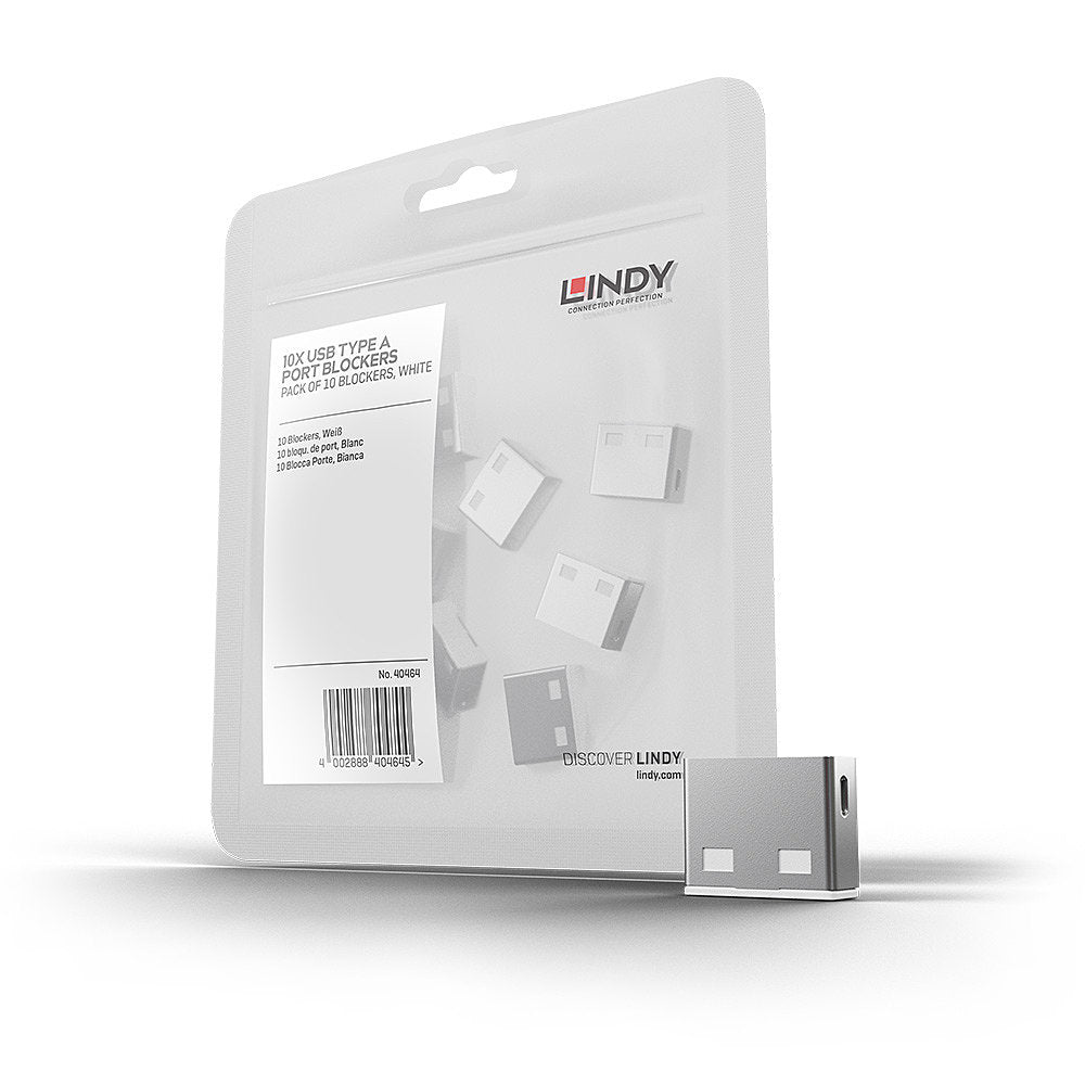 Lindy USB Port Blocker (without key) - Pack of 10, Colour Code: White