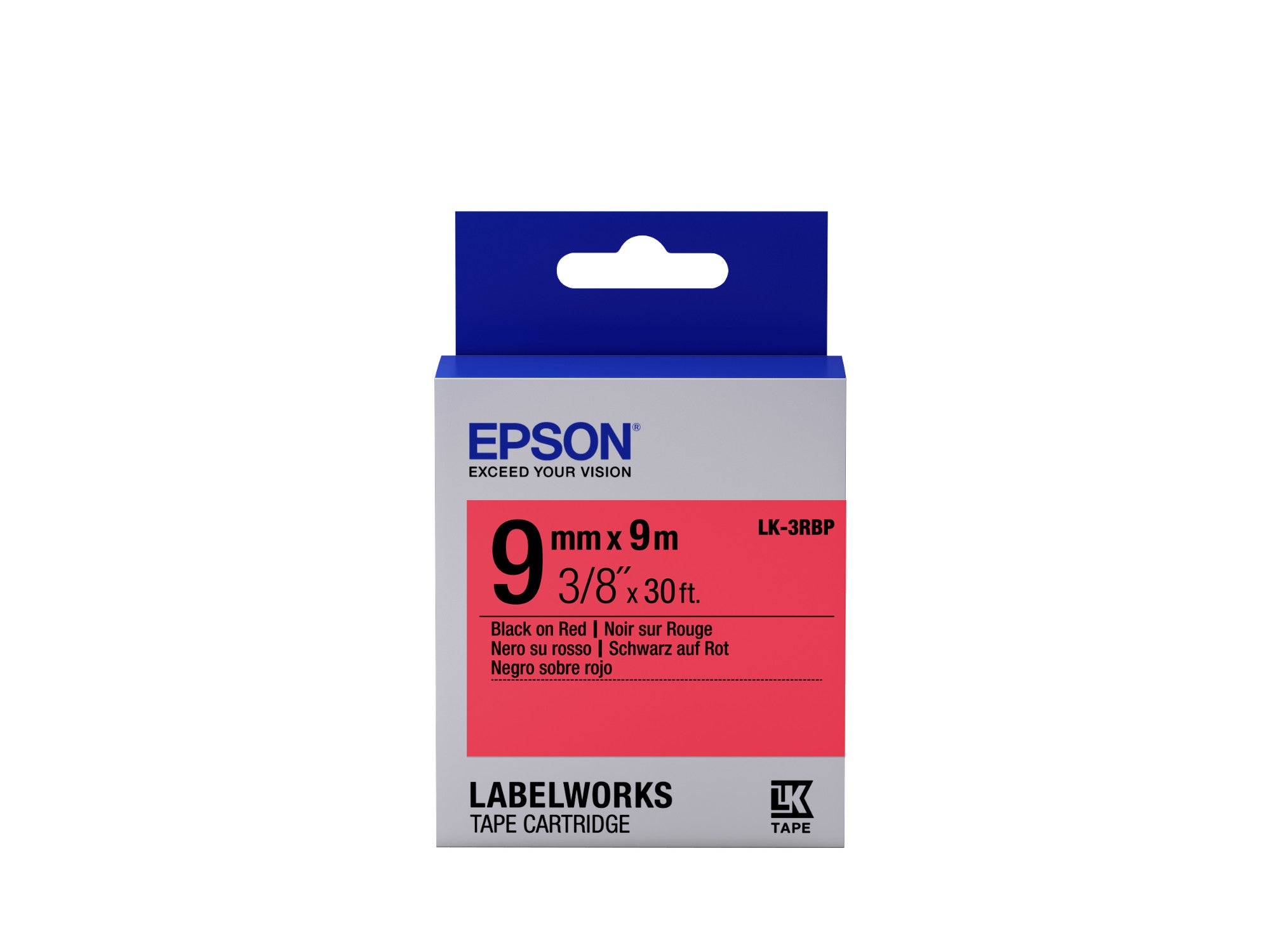 Epson C53S653001/LK-3RBP DirectLabel-etikettes black on red 9mm x 9m for Epson LabelWorks 4-18mm/36mm/6-12mm/6-18mm/6-24mm