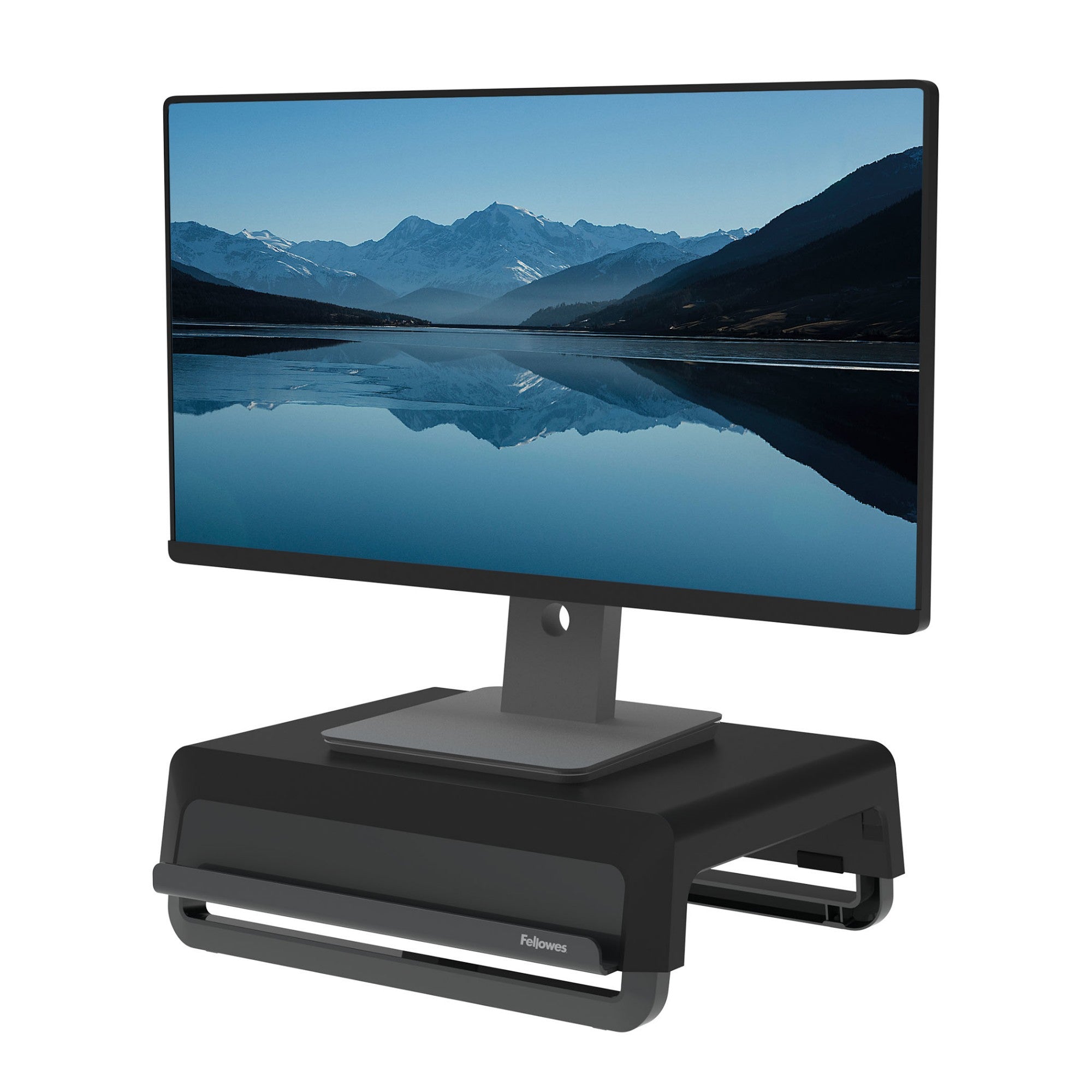 Fellowes Computer Monitor Stand with 3 Height Adjustments - Breyta Monitor Riser with Cable Management - Ergonomic Adjustable Monitor Stand for Computers - Max Weight 15KG - Black