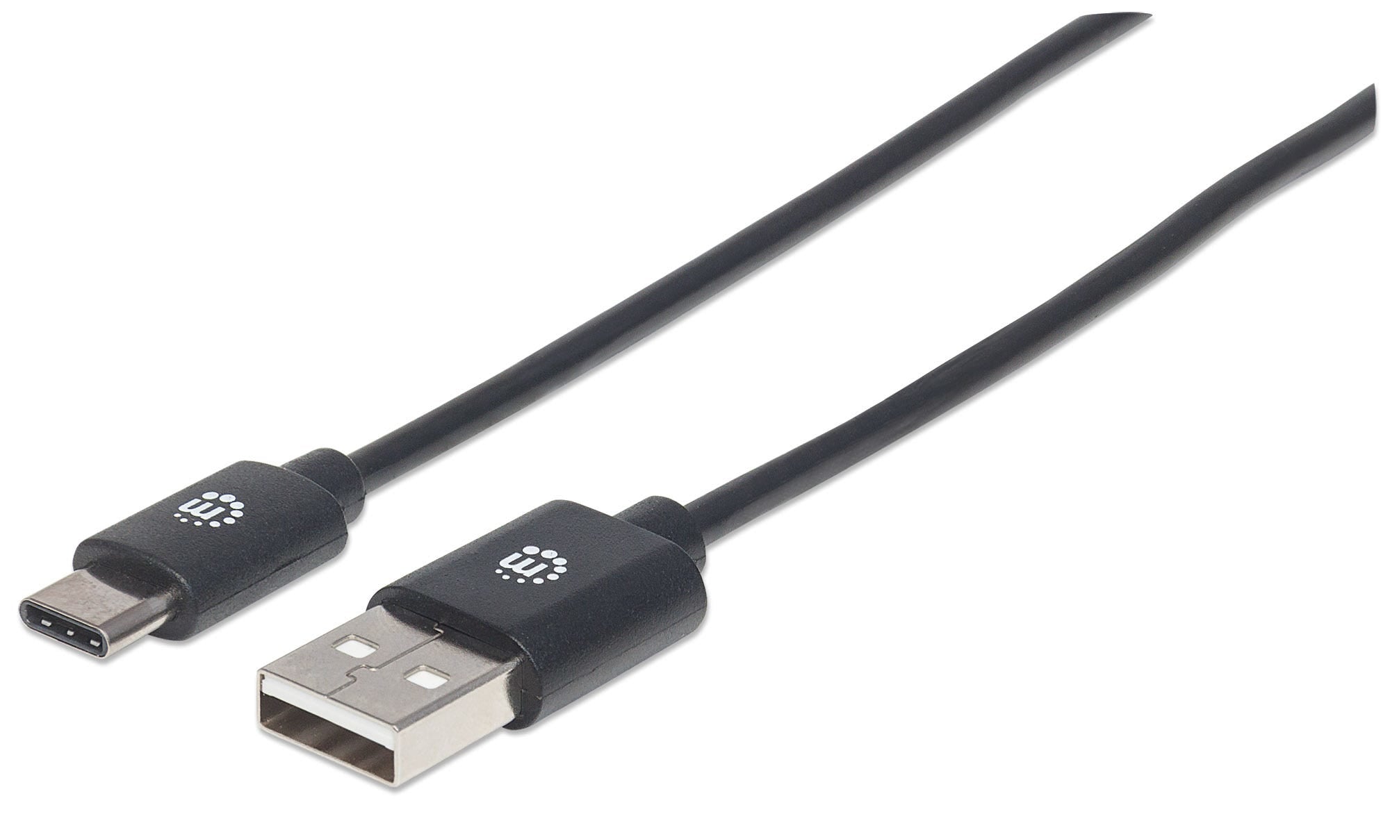 Manhattan USB-C to USB-A Cable, 3m, Male to Male, 480 Mbps (USB 2.0), Hi-Speed USB, Black, Lifetime Warranty, Polybag