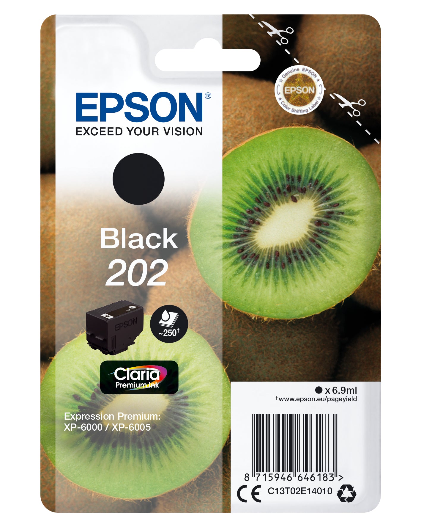 Epson C13T02E14010/202 Ink cartridge black, 250 pages 6.9ml for Epson XP 6000