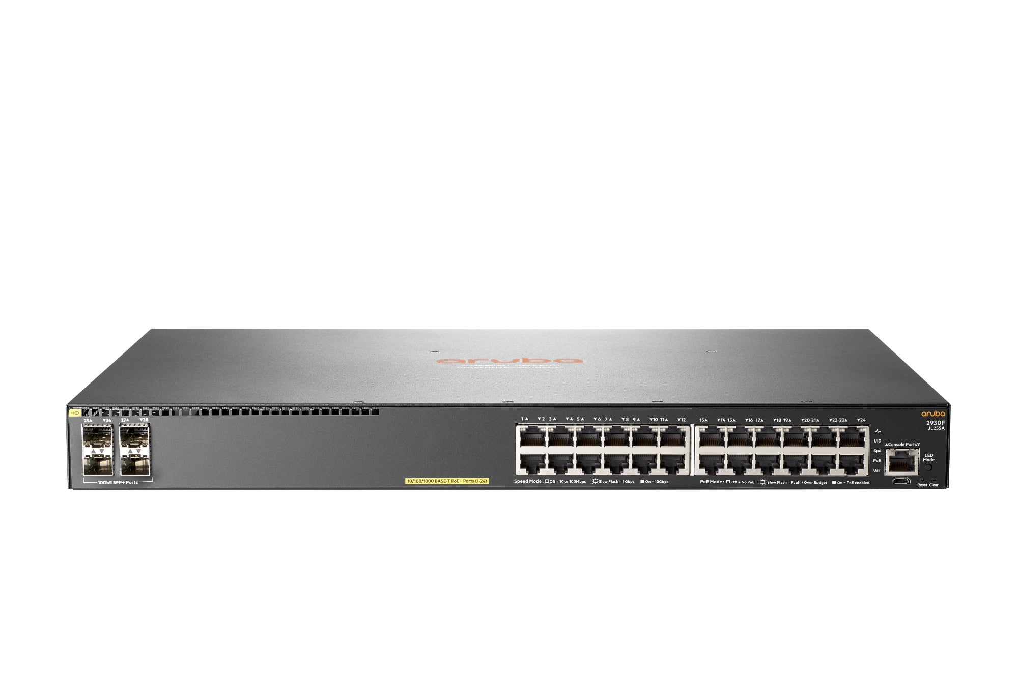 HPE Aruba Networking Aruba 2930F 24G PoE+ 4SFP+ Managed L3 Gigabit Ethernet (10/100/1000) Power over Ethernet (PoE) 1U  - Networking - HPE