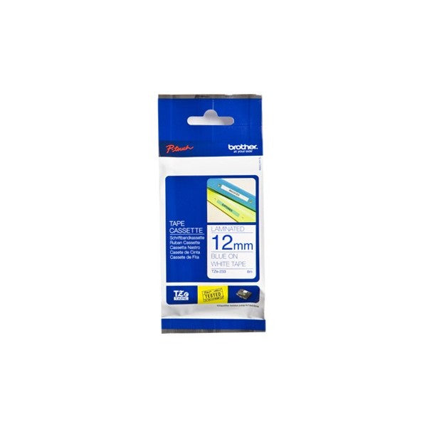 Brother TZE-233 DirectLabel blue on white Laminat 12mm x 8m for Brother P-Touch TZ 3.5-18mm/6-12mm/6-18mm/6-24mm/6-36mm  - Printers & Scanners - Brother