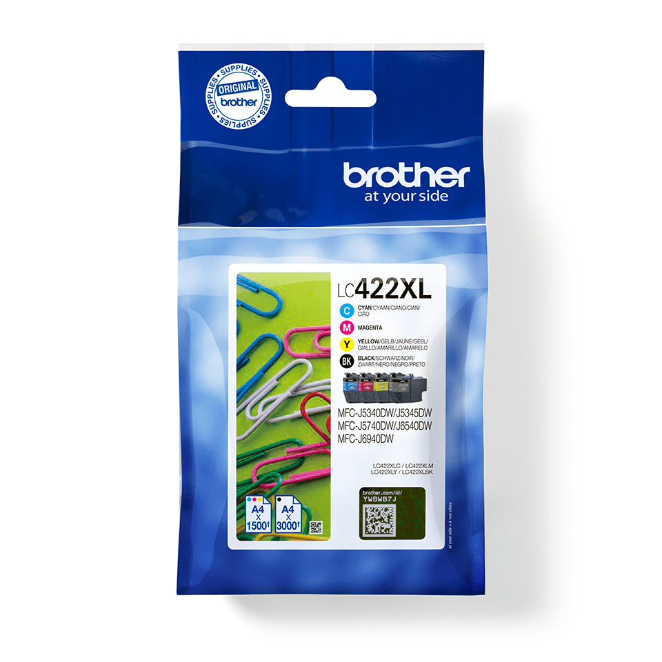 Brother LC-422XLVAL Ink cartridge multi pack high-capacity Bk,C,M,Y 3000pg + 3x1500pg Pack=4 for Brother MFC-J 5340