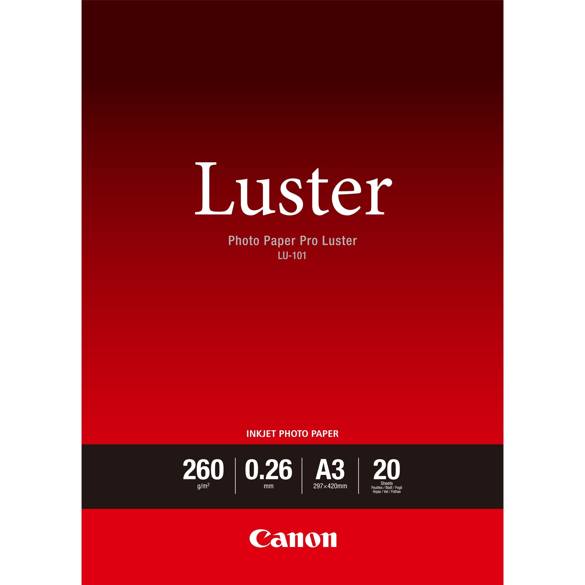 Canon LU-101 Luster Photo Paper Pro A3 - 20 Sheets  - AV & Photo - Canon