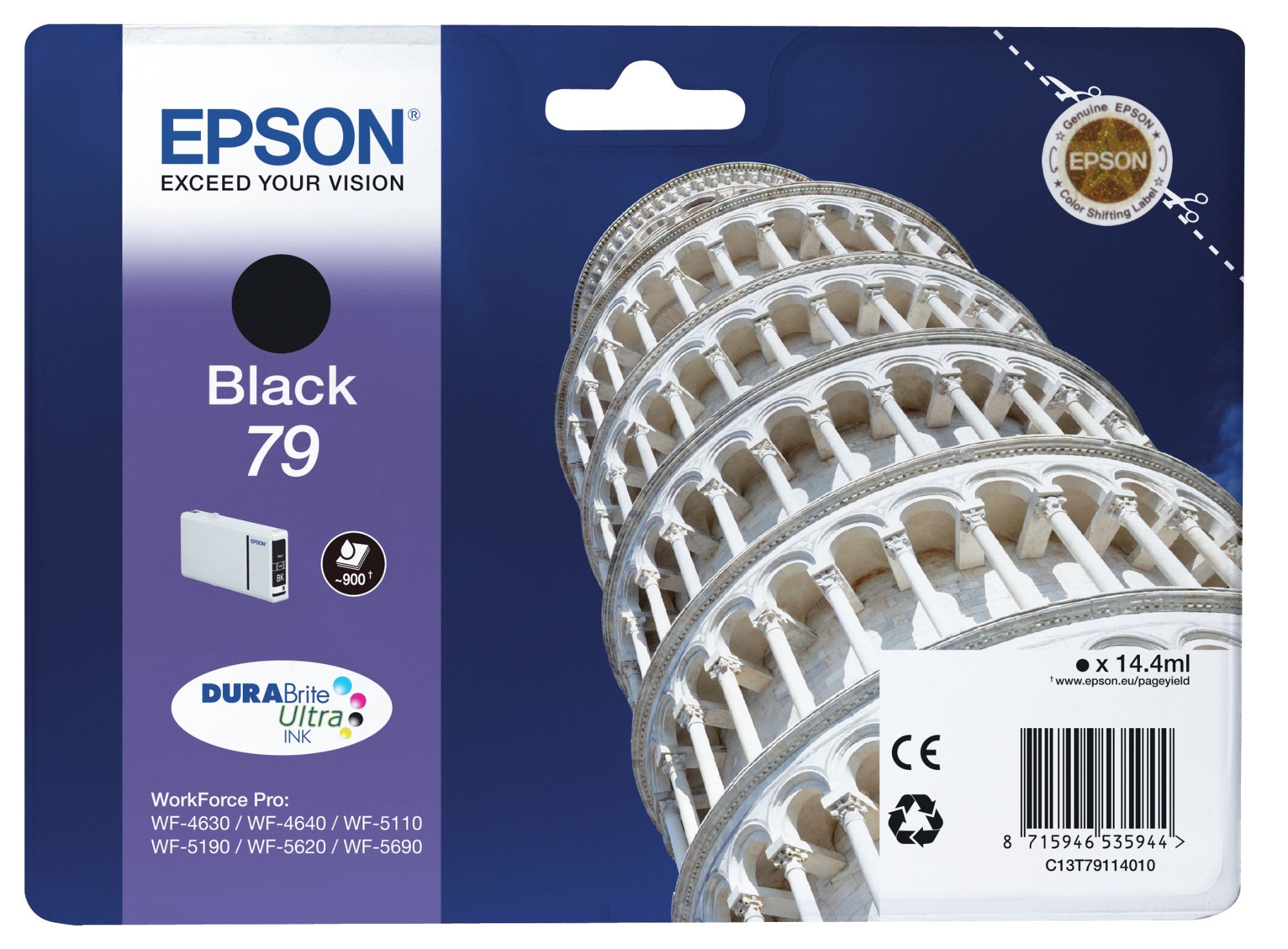 Epson C13T79114010/79 Ink cartridge black, 900 pages 14,4ml for Epson WF 4630/5110