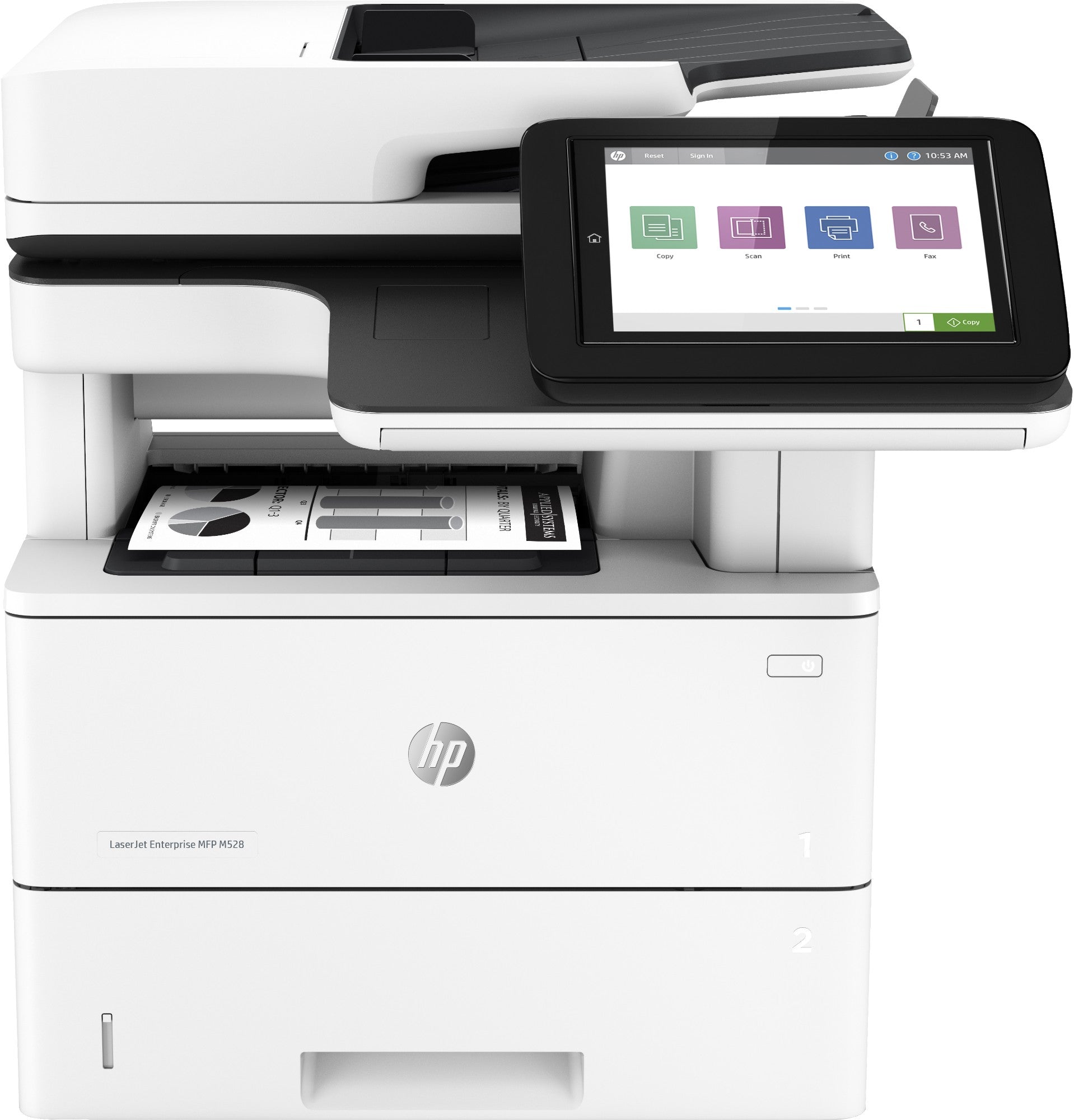 HP LaserJet Enterprise MFP M528dn, Print, copy, scan and optional fax, Front-facing USB printing; Scan to email; Two-sided printing; Two-sided scanning