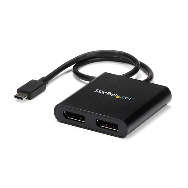 StarTech.com USB-C to Dual DisplayPort 1.2 Adapter, USB Type-C Multi-Monitor MST Hub, Dual 4K 30Hz/1080p 60Hz DP Laptop Display Extender / Splitter, Extra-Long Built-In Cable - Windows Only