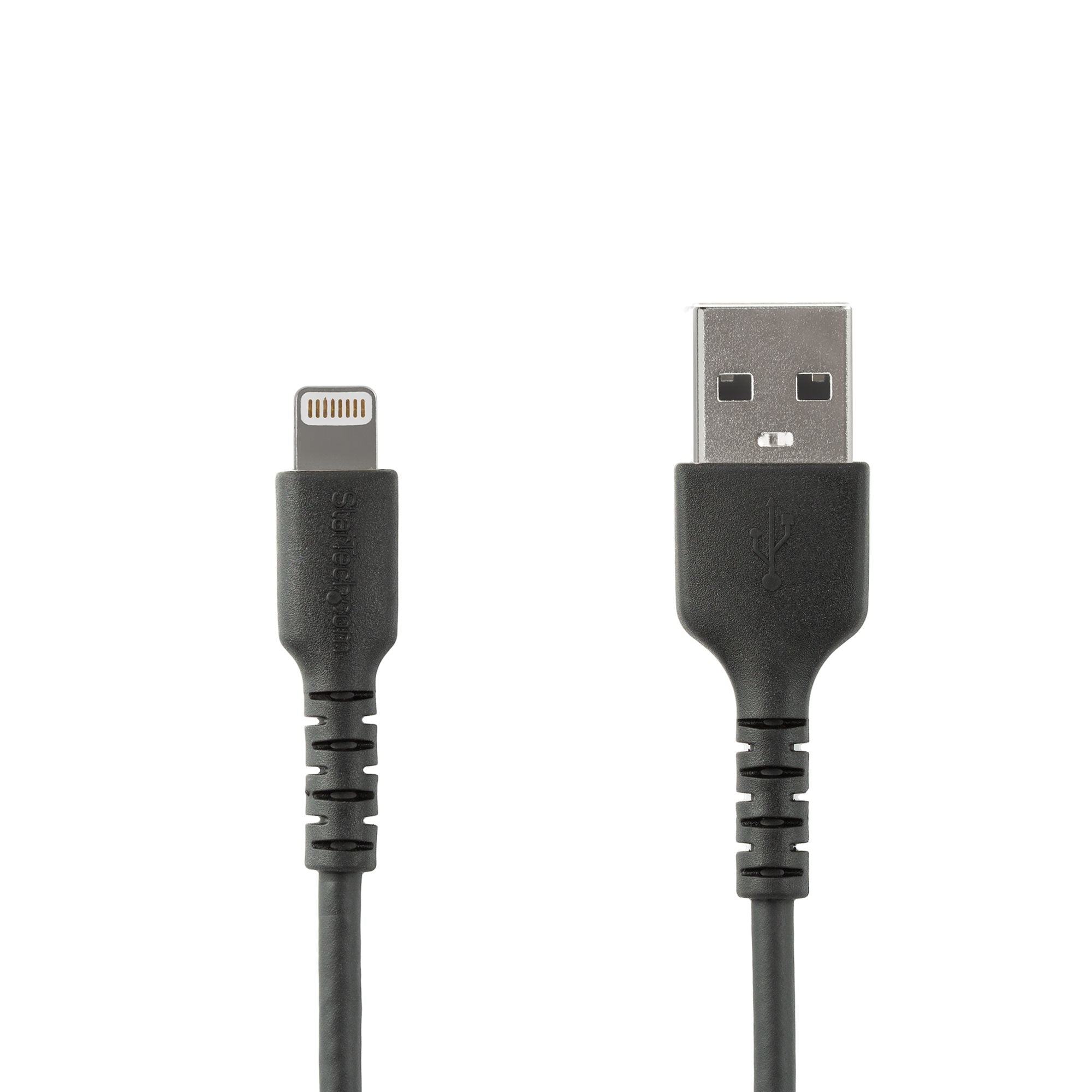 StarTech.com 6 foot (2m) Durable Black USB-A to Lightning Cable - Heavy Duty Rugged Aramid Fiber USB Type A to Lightning Charger/Sync Power Cord - Apple MFi Certified iPad/iPhone 12