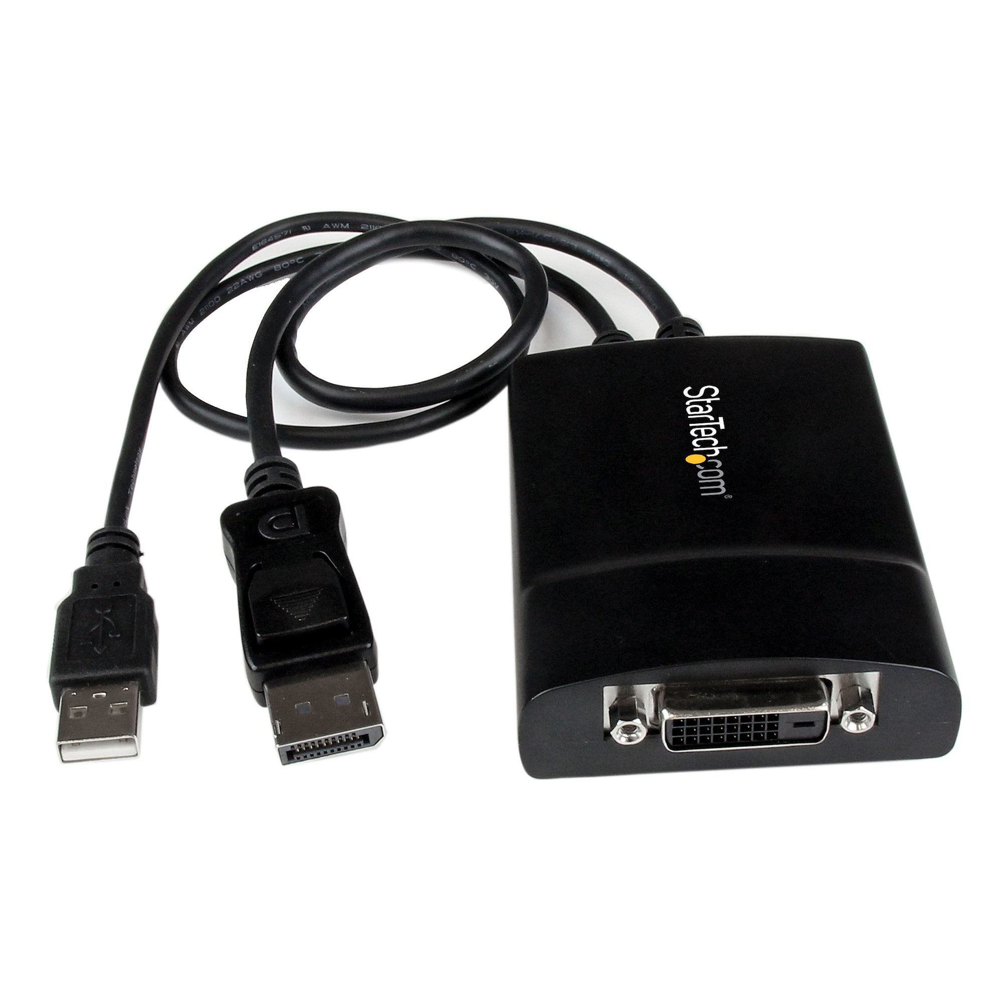 StarTech.com DisplayPort to DVI Dual Link Active Adapter - DisplayPort to DVI-D Adapter Video Converter 2560x1600 60Hz - DP 1.2 to DVI Monitor - USB Powered - Latching DP Connector