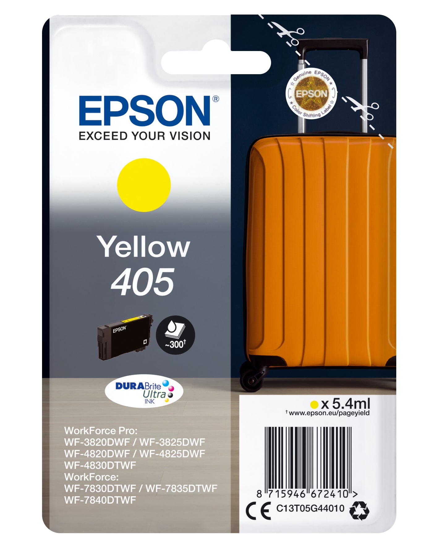 Epson C13T05G44010/405 Ink cartridge yellow, 300 pages 5.4ml for Epson WF-3820/7830