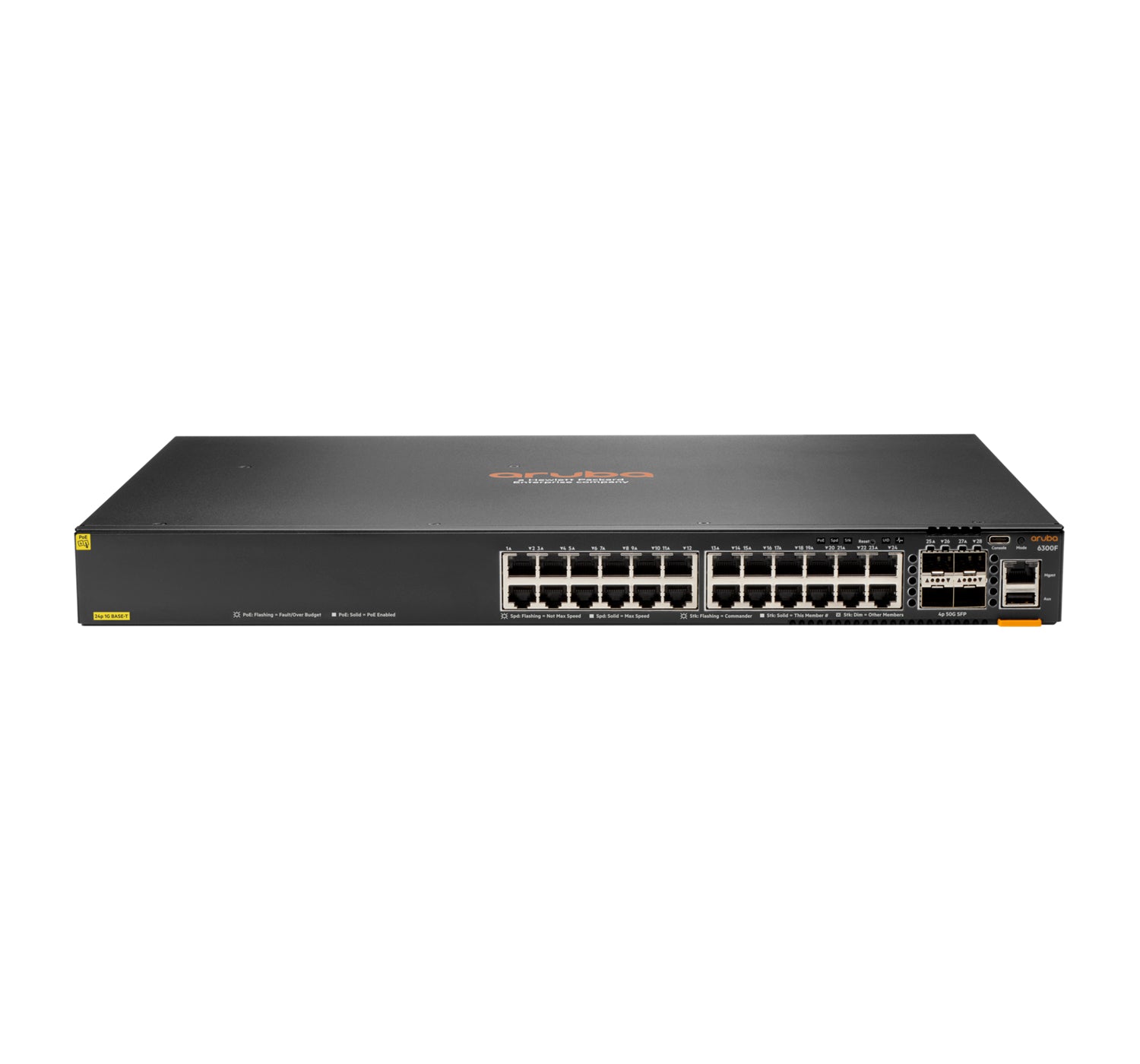 HPE Aruba Networking Aruba 6300F 24-port 1GbE Class 4 PoE & 4-port SFP56 Managed L3 Gigabit Ethernet (10/100/1000) Power over Ethernet (PoE) 1U Grey  - Networking - HPE