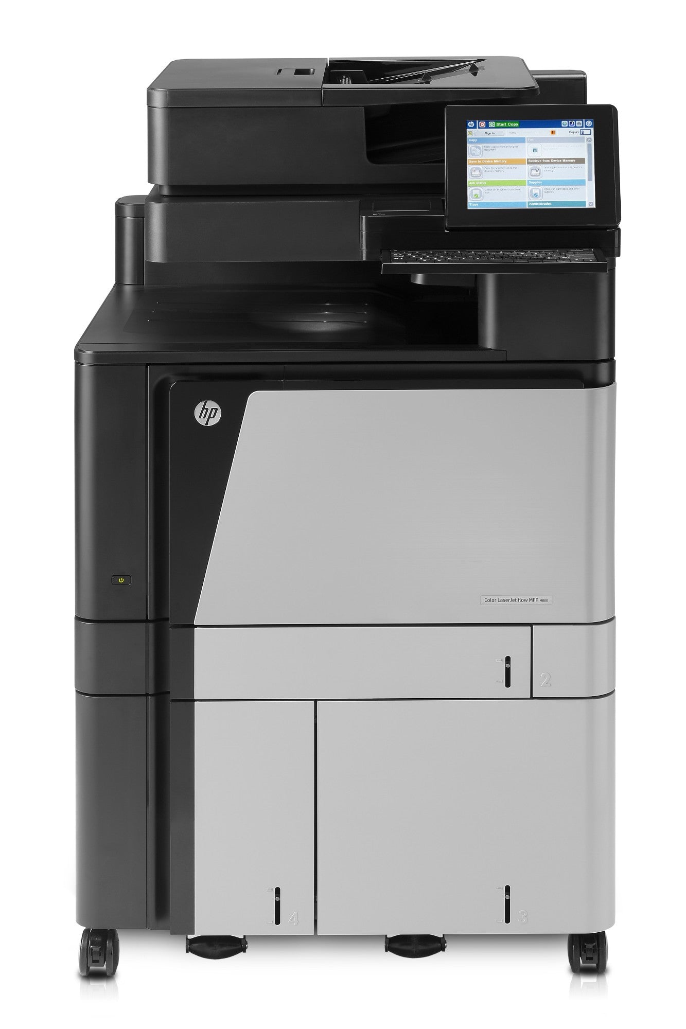 HP Color LaserJet Enterprise Flow MFP M880z+, Print, copy, scan, fax, 200-sheet ADF; Front-facing USB printing; Scan to email/PDF; Two-sided printing