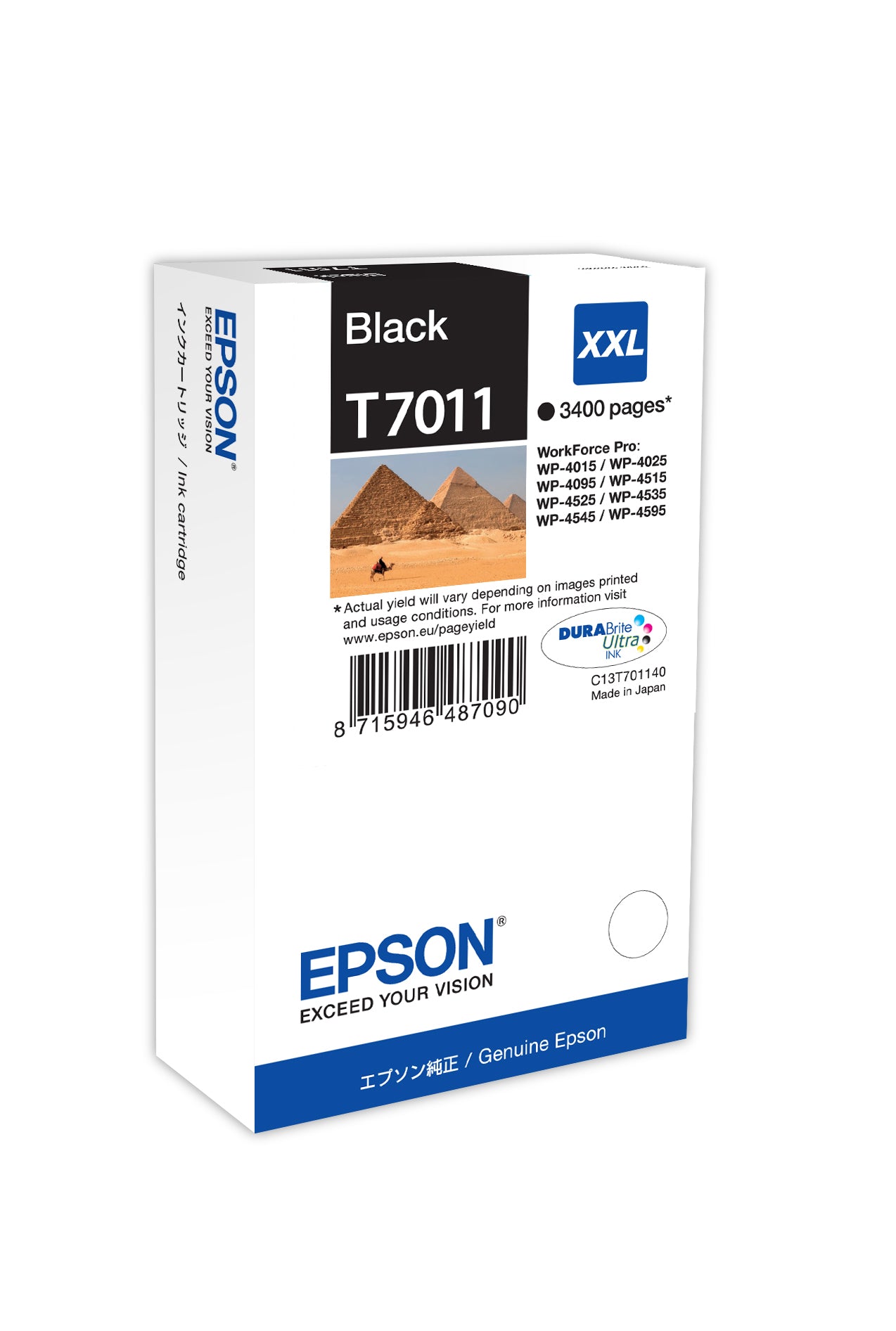 Epson C13T70114010/T7011 Ink cartridge black XXL, 3.4K pages ISO/IEC 24711 63.2ml for Epson WP 4015