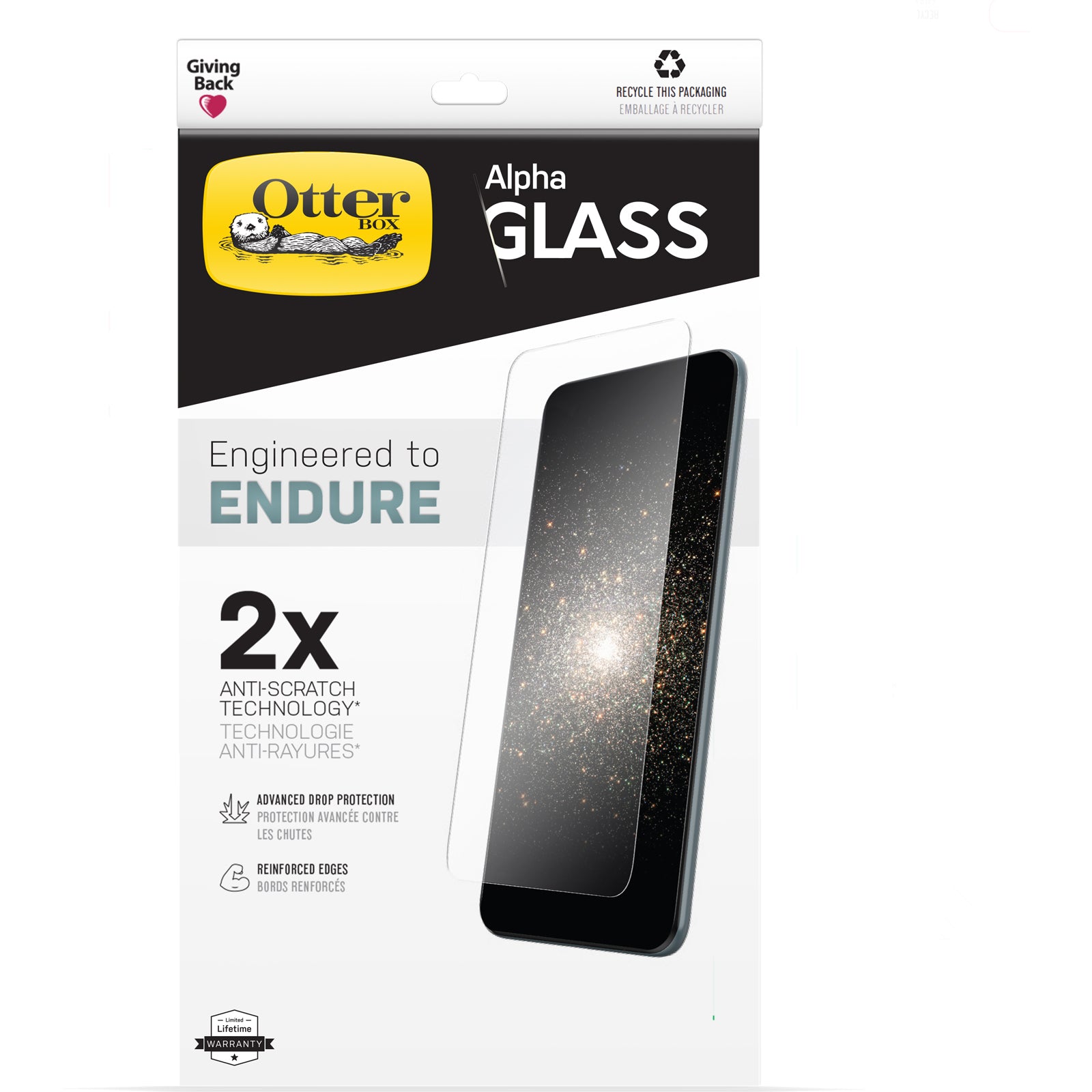 OtterBox Alpha Glass Screen Protector for iPhone 13 mini, Tempered Glass, x2 Scratch Protection, Antimicrobial Protection
