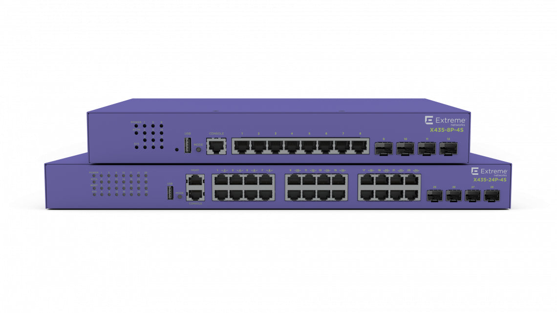 Extreme networks ExtremeSwitching X435 Managed Gigabit Ethernet (10/100/1000) Power over Ethernet (PoE) 1U Violet  - Networking - EXTREME NETWORKS