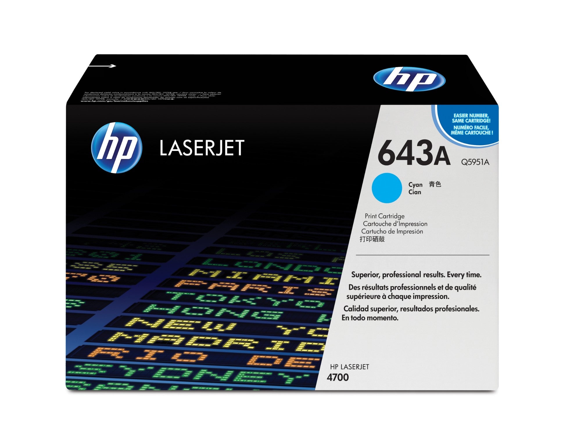 HP Q5951A/643A Toner cartridge cyan, 10K pages/5% for HP Color LaserJet 4700