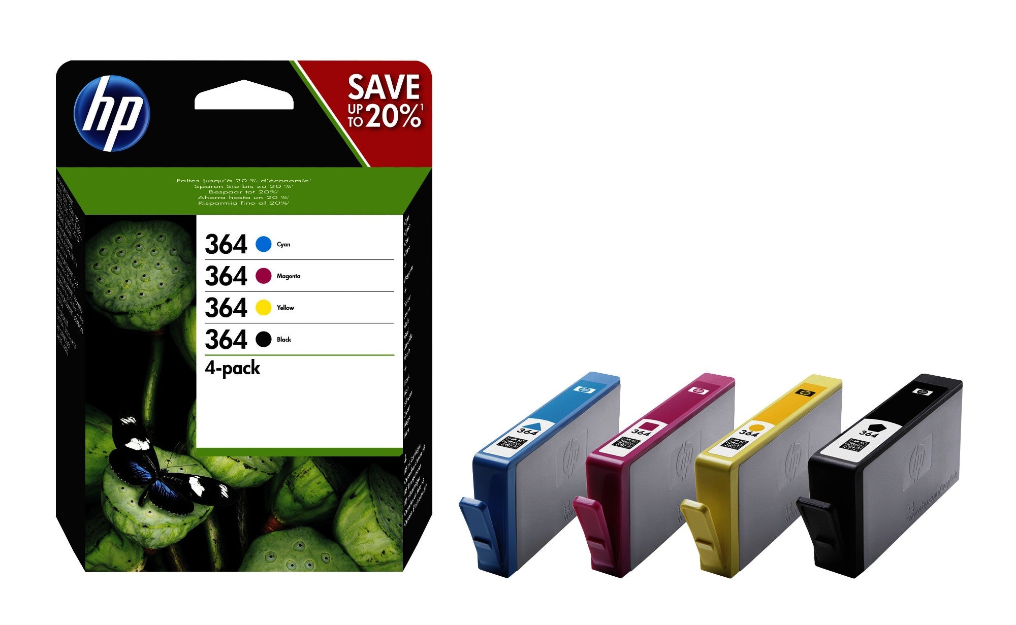 HP N9J73AE/364 Ink cartridge multi pack Bk,C,M,Y, 4x300 pages ISO/IEC 24711 Pack=4 for HP PhotoSmart B 110/C 309/D 5460/Plus/Premium