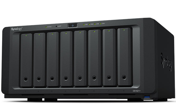 Synology DiskStation DS1821+ NAS/storage server Tower Ryzen Embedded V1500B 4 GB DDR4 0 TB DiskStation Manager Black  - Data Storage - Synology