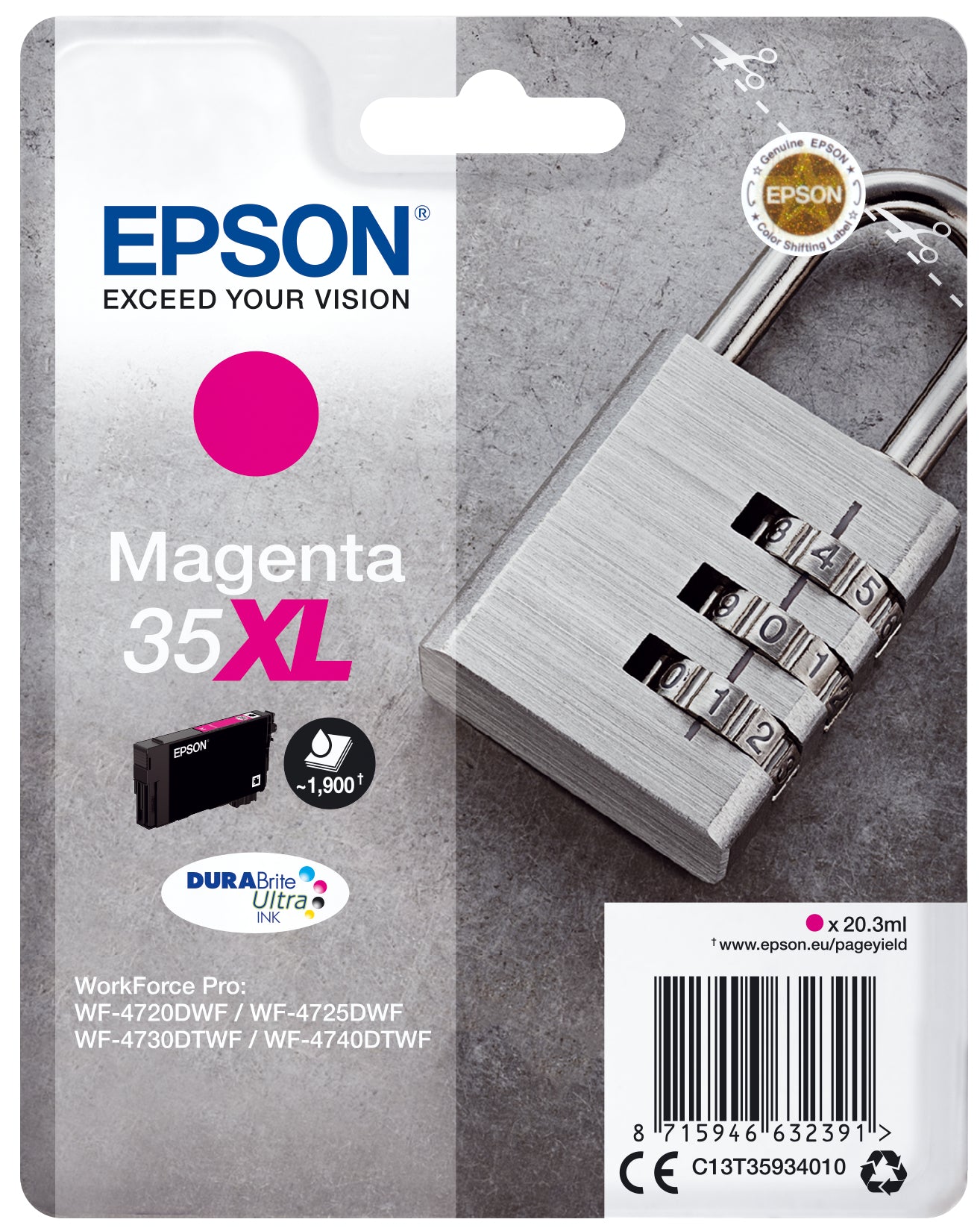 Epson C13T35934010/35XL Ink cartridge magenta high-capacity, 1.9K pages 20,3ml for Epson WF-4720