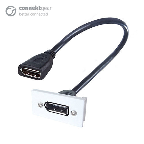 connektgear 0.2m AV Snap-In DisplayPort Module 25 x 50mm - Socket to Socket - White  - Wiring Devices & Accessories - connektgear