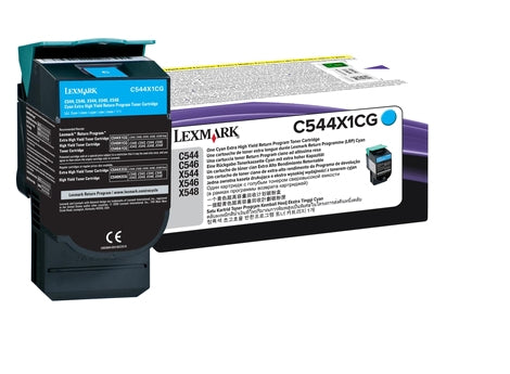 Lexmark C544X1CG Toner cyan extra High-Capacity return program, 4K pages ISO/IEC 19798 for Lexmark C 544/546  - Printers & Scanners - Lexmark