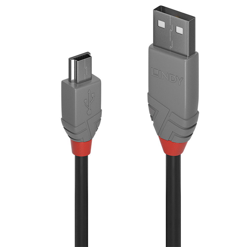 Lindy 0.5m USB 2.0 Type A to Mini-B Cable, Anthra Line