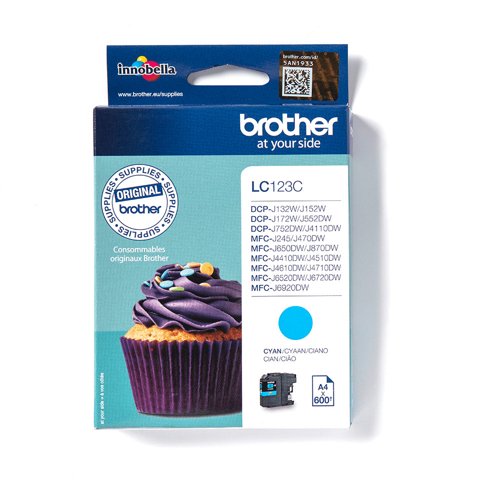Brother LC-123C Ink cartridge cyan, 600 pages ISO/IEC 24711 5.9ml for Brother DCP-J 132/MFC-J 4510/MFC-J 6920