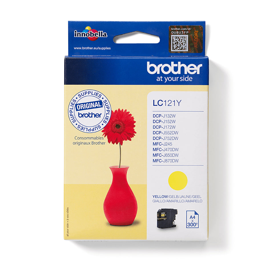 Brother LC-121Y Ink cartridge yellow, 300 pages ISO/IEC 24711 3.9ml for Brother DCP-J 132/MFC-J 285
