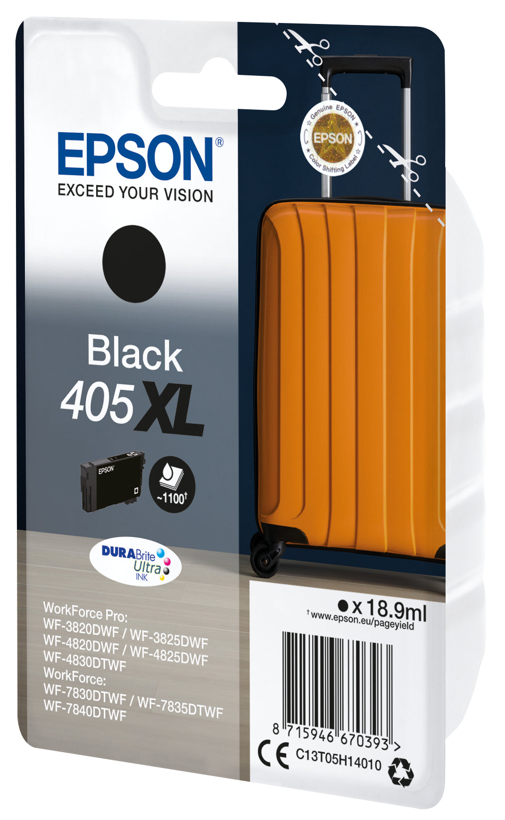Epson C13T05H14010/405XL Ink cartridge black high-capacity, 1.1K pages 18.9ml for Epson WF-3820/7830