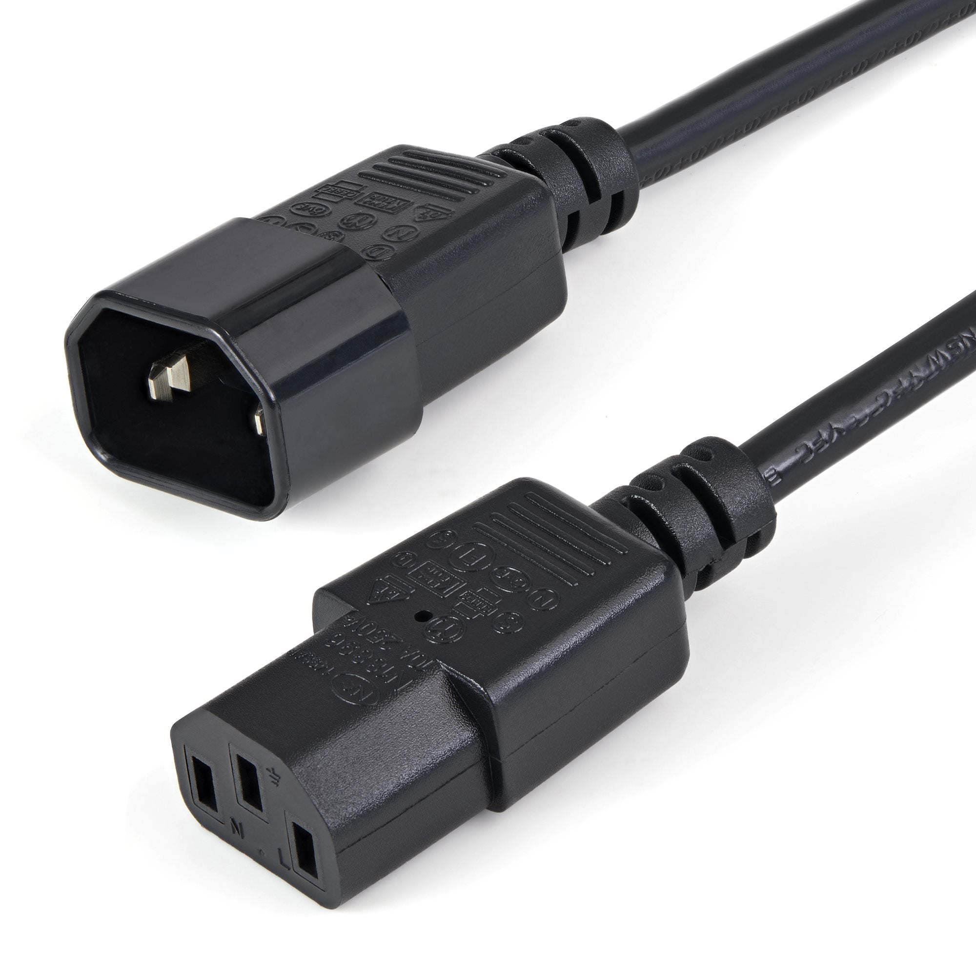 StarTech.com 1m (3ft) Power Extension Cord, C14 to C13, 10A 125V, 18AWG, Computer Power Cord Extension, IEC-320-C14 to IEC-320-C13 AC Power Cable Extension for Power Supply, UL Listed  - Computer Cables - StarTech.com