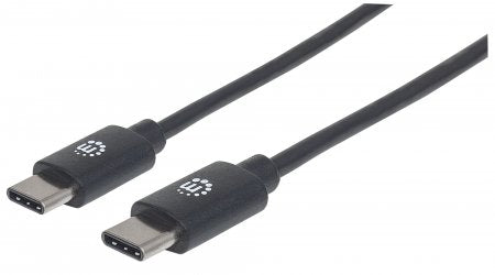 Manhattan USB-C to USB-C Cable, 50cm, Male to Male, Black, 480 Mbps (USB 2.0), Equivalent to USB2CC50CM, Hi-Speed USB, Lifetime Warranty, Polybag